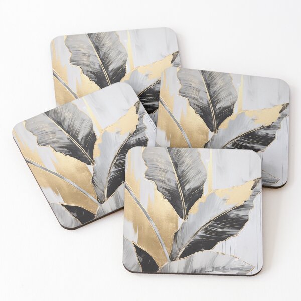 Item preview, Modern European ink and gold foil banana leaf 29 designed and sold by UnaWu533.