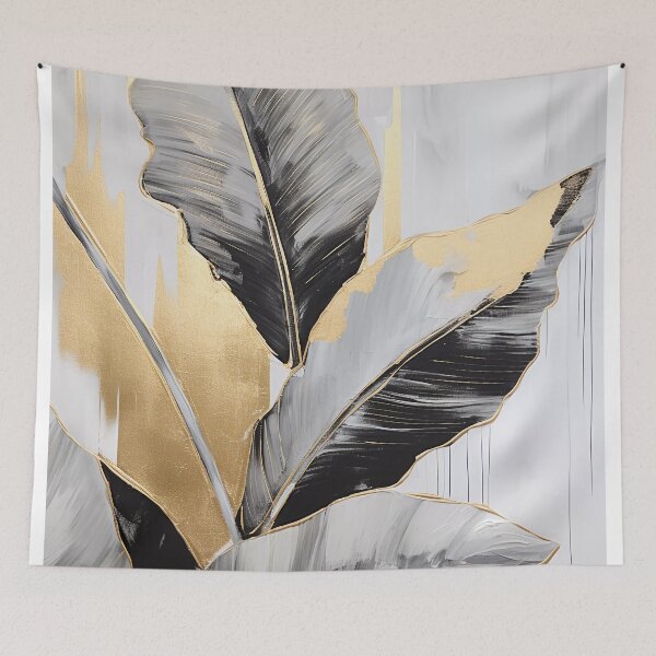 Item preview, Modern European ink and gold foil banana leaf 29 designed and sold by UnaWu533.