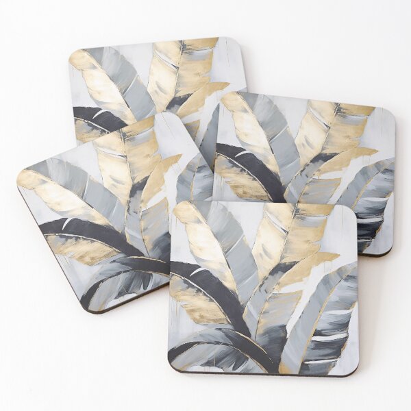 Item preview, Modern European ink and gold foil banana leaf 30 designed and sold by UnaWu533.