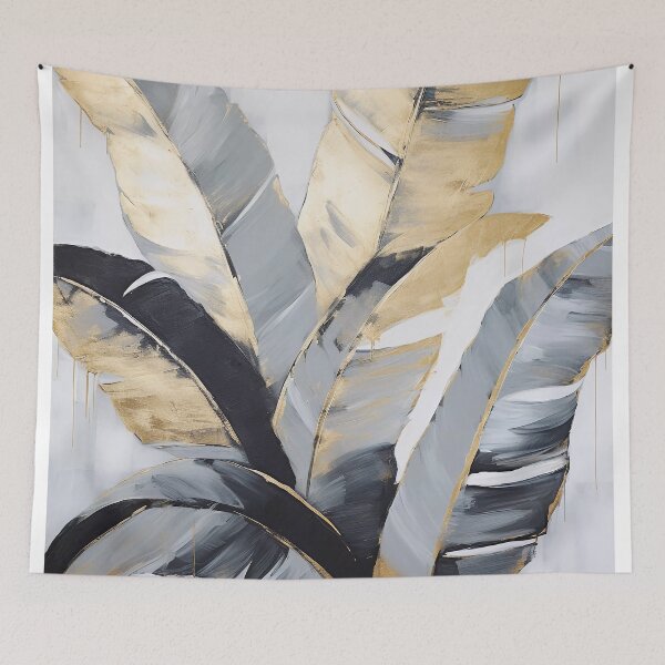 Item preview, Modern European ink and gold foil banana leaf 30 designed and sold by UnaWu533.