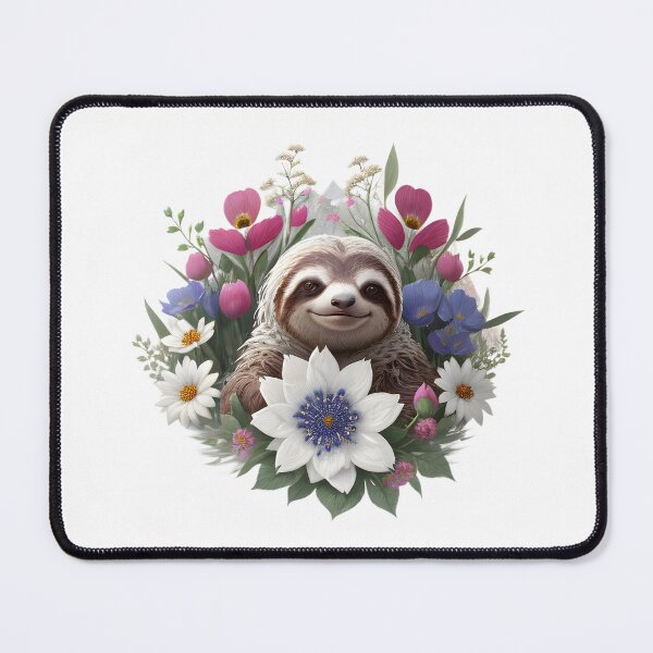 Item preview, Smiling Sloth Surrounded by Flowers designed and sold by hyggefolkart.