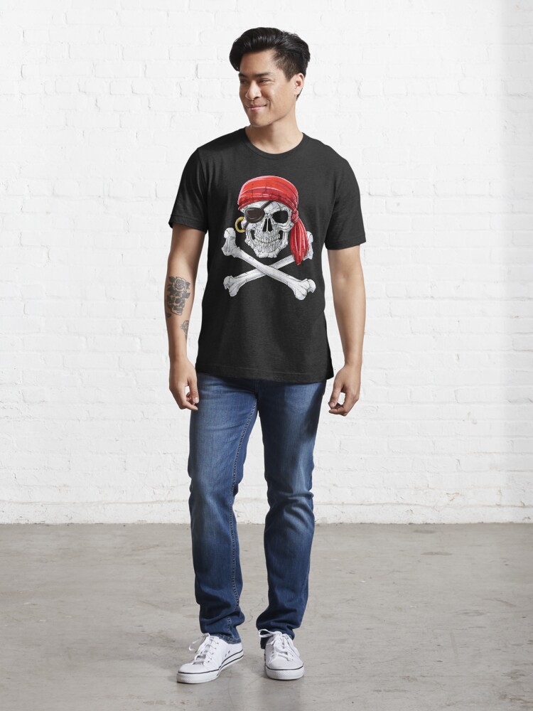Jolly Roger T shirt Skull & Crossbones Pirate Flag Shirts Essential T-Shirt  for Sale by LiqueGifts