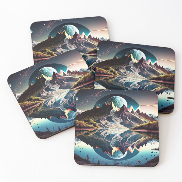 Item preview, Solo un paisaje de fantasía lago y montaña con 2 lunas. designed and sold by iguananick.