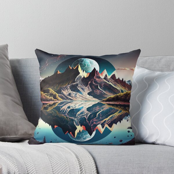 Aperçu de l'œuvre Juste un paysage fantastique lac et montagne avec 2 lunes créée et vendue par iguananick.