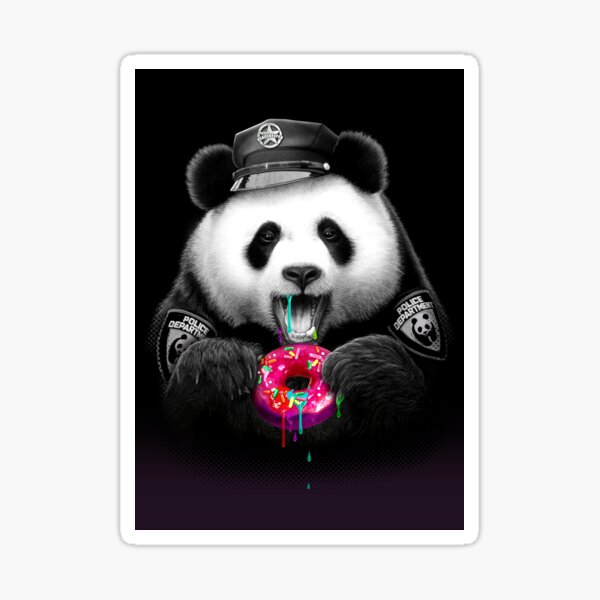 Cadeau de dessin animé panda ours de sécurité police' Autocollant