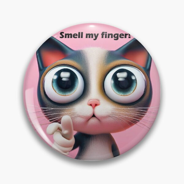 Item preview, Smell my finger big eyed cat designed and sold by Stinkypinkystx.