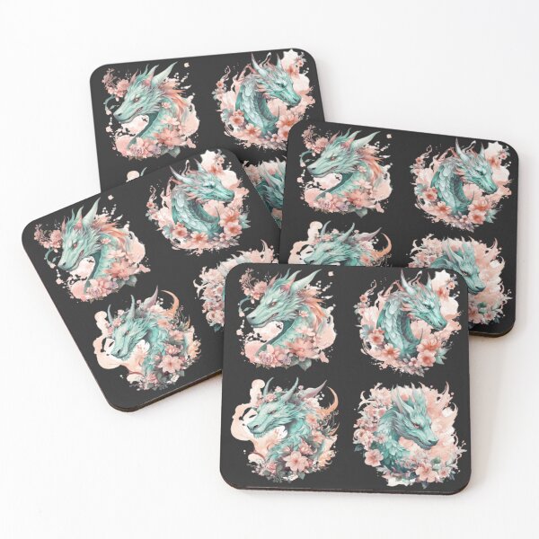 Item preview, Four Pastel Dragons and Flowers designed and sold by MarcinCollie.