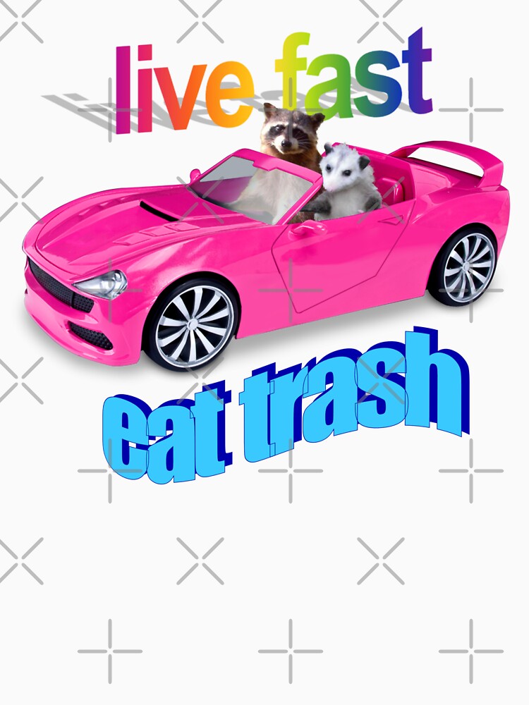 Thumbnail 7 of 7, Classic T-Shirt, Life fast, eat trash raccoon possum word art designed and sold by snazzyseagull.