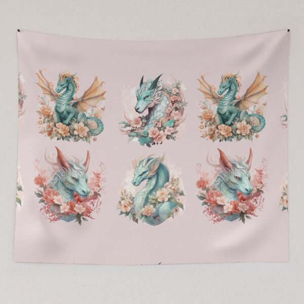 Item preview, Four Beautiful Dragons and Flowers designed and sold by MarcinCollie.
