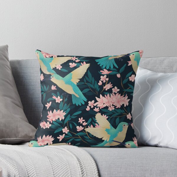 Item preview, Hummingbirds and Floral Vine Pattern in Royal Blue designed and sold by lauragraves.