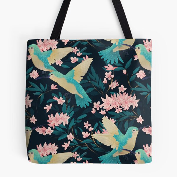 Item preview, Hummingbirds and Floral Vine Pattern in Royal Blue designed and sold by lauragraves.