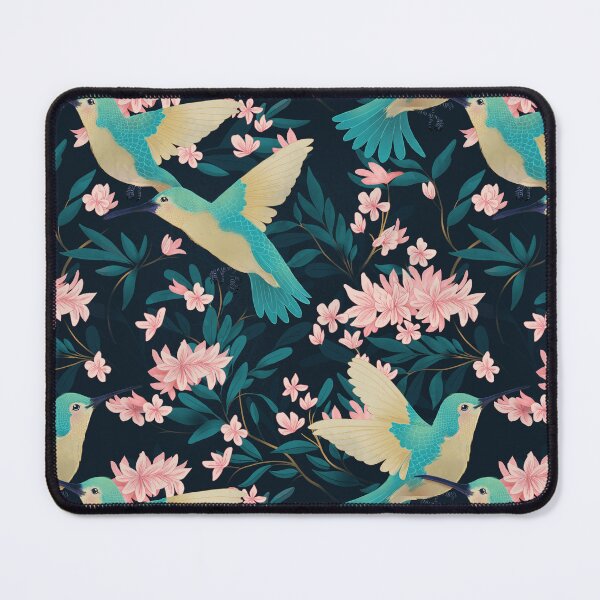 Item preview, Hummingbirds and Floral Vine Pattern in Royal Blue designed and sold by lauragraves.