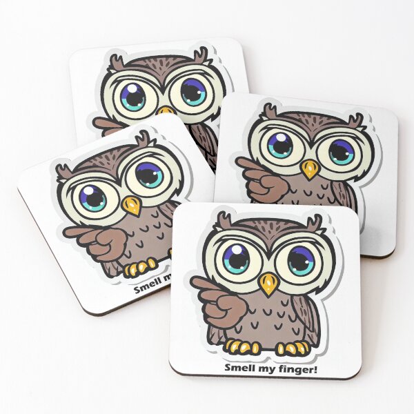 Item preview, Smell my finger big eyed pointing owl designed and sold by Stinkypinkystx.