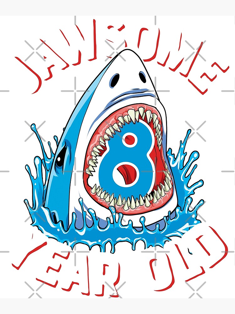 Jawsome 8 year Old Shark Sweatshirt Kids 8th Birthday Boys