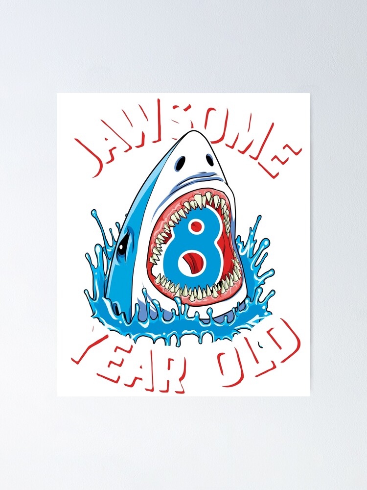 Jawsome 8 year Old Shark Sweatshirt Kids 8th Birthday Boys