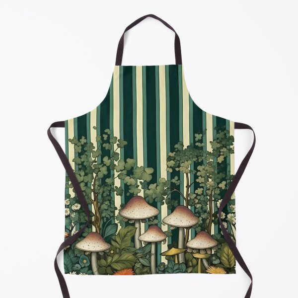 Aperçu de l'œuvre Vintage Green Stripe Mushroom Pattern créée et vendue par MTJ-Mushrooms.