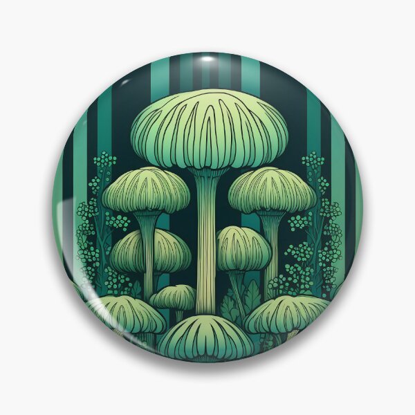 Artikelvorschau, Vintage Green Stripe Mushroom Pattern entworfen und verkauft von MTJ-Mushrooms.