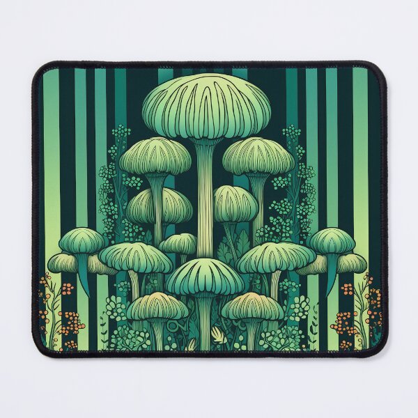Artikelvorschau, Vintage Green Stripe Mushroom Pattern entworfen und verkauft von MTJ-Mushrooms.