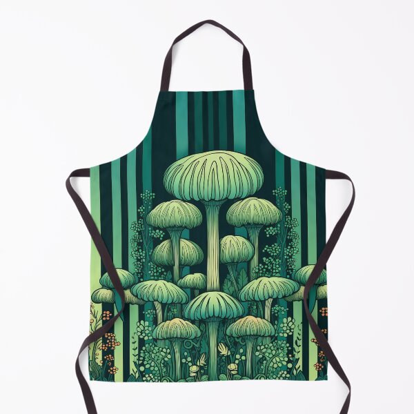 Aperçu de l'œuvre Vintage Green Stripe Mushroom Pattern créée et vendue par MTJ-Mushrooms.