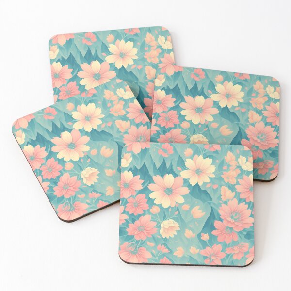Item preview, magical, colourful repeating flower pattern designed and sold by flashyflowers.