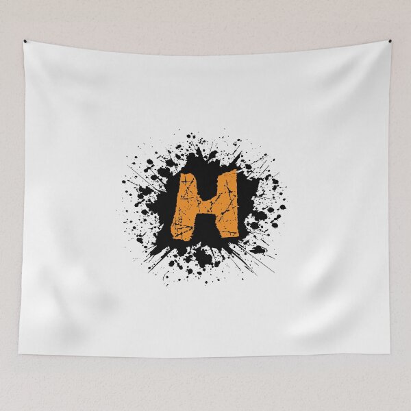 Item preview, Monogram H Grunge Black Grunge Splatter designed and sold by simplymonogram.