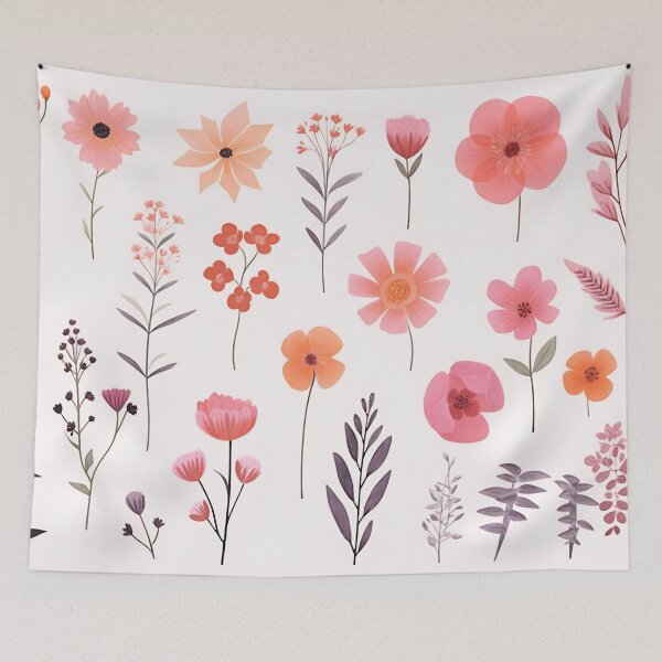 Item preview, Arrangement of spring pink flowers against a white background. Blooming concept. Flat lay. designed and sold by anytka.