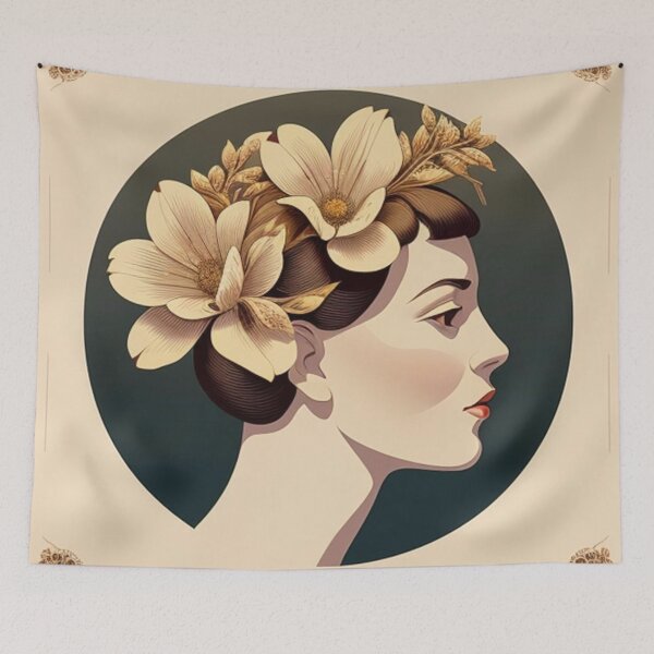 Item preview, Ivory floral portrait  designed and sold by Roxburylane.
