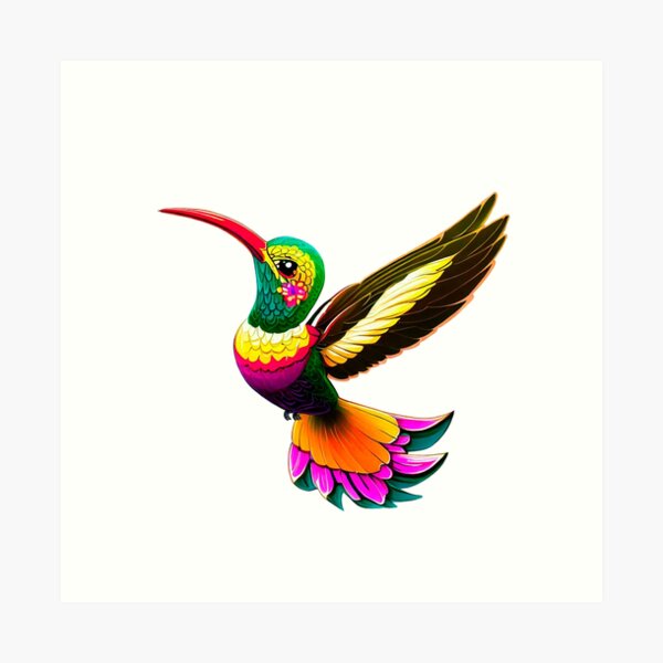 Aperçu de l'œuvre colibri aux couleurs mexicaines créée et vendue par miguel-ozz.
