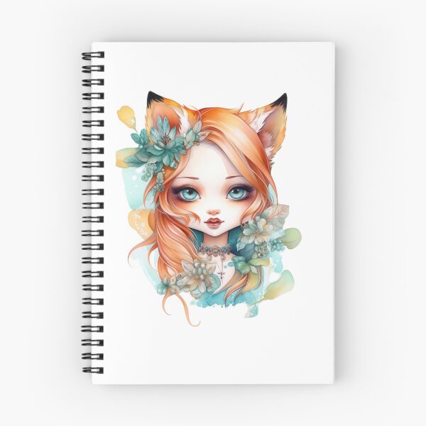 Aperçu de l'œuvre Fille mignonne de renard avec des fleurs, cadeau d'amoureux de renard créée et vendue par DesignRealmX.