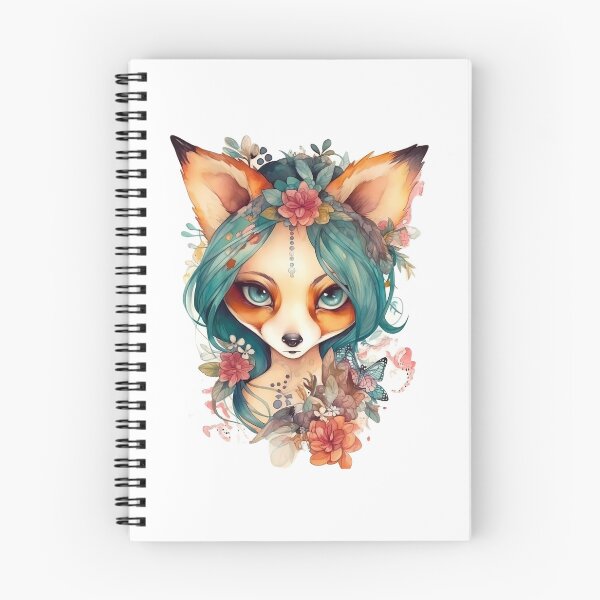 Aperçu de l'œuvre Fille mignonne de renard avec des fleurs, cadeau d'amoureux de renard créée et vendue par DesignRealmX.