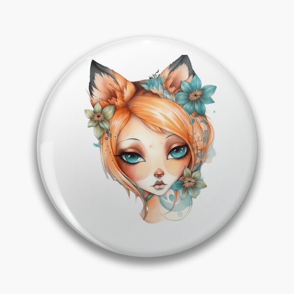 Item preview, Cute Fox Girl with Flowers, Fox Lovers Gift designed and sold by DesignRealmX.