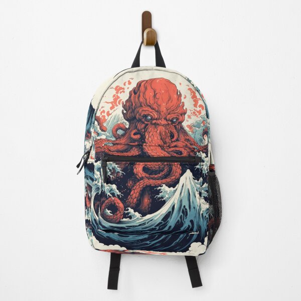 Item preview, Hokusai style Octopus Kraken sea monster in a tsunami designed and sold by blackdogshop.