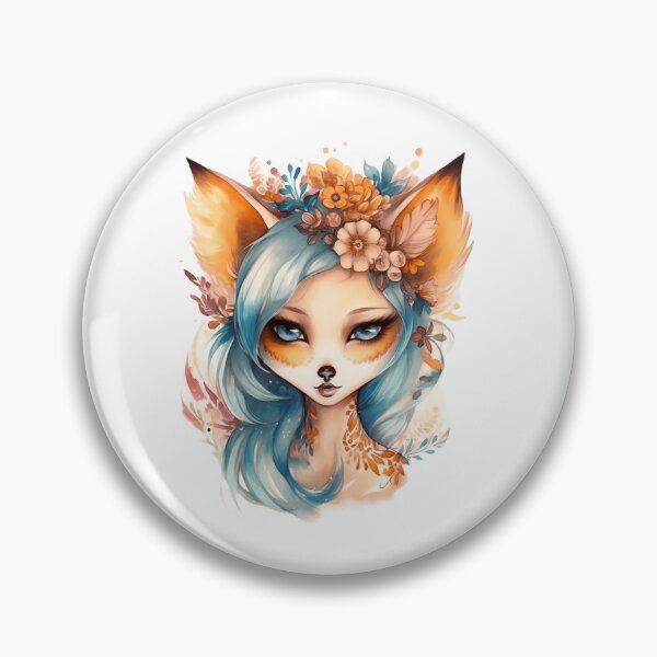 Item preview, Cute Fox Girl with Flowers, Fox Lovers Gift designed and sold by DesignRealmX.
