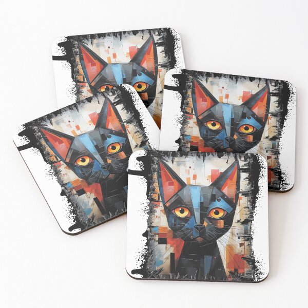 Item preview, Black Cat Paul Klee Style Print designed and sold by TotallySpiffing.