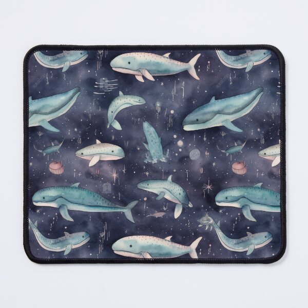 Item preview, Space whale watercolor Pattern designed and sold by ChromaticClings.