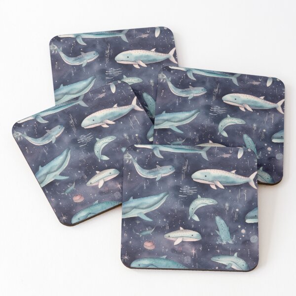 Item preview, Space whale watercolor Pattern designed and sold by ChromaticClings.