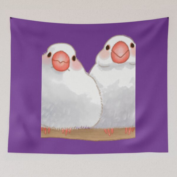 Item preview, Two white java sparrows in love 	 	 designed and sold by pjhvpttrm31.