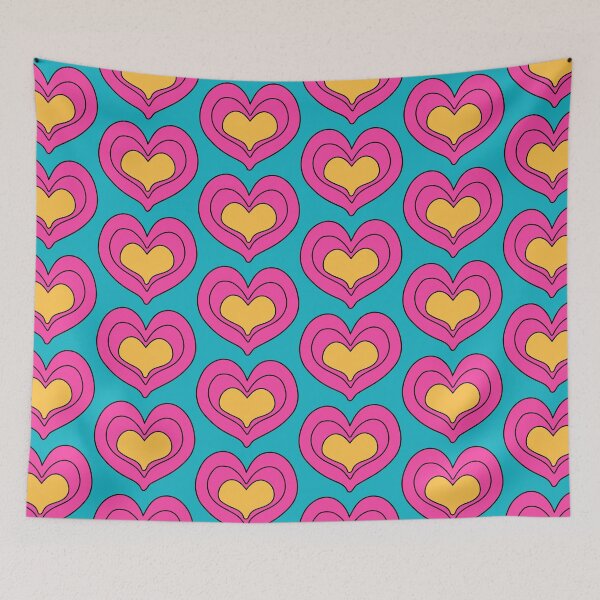 Item preview, Heart Pattern Hot Pink Blue and Yellow designed and sold by tonymagnerart.