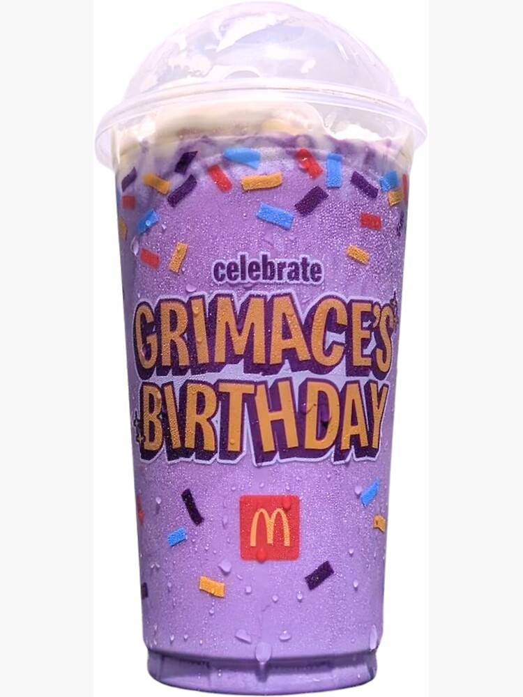 McDonalds Happy Birthday Grimace Shake Cup Size Small With Dome Lid