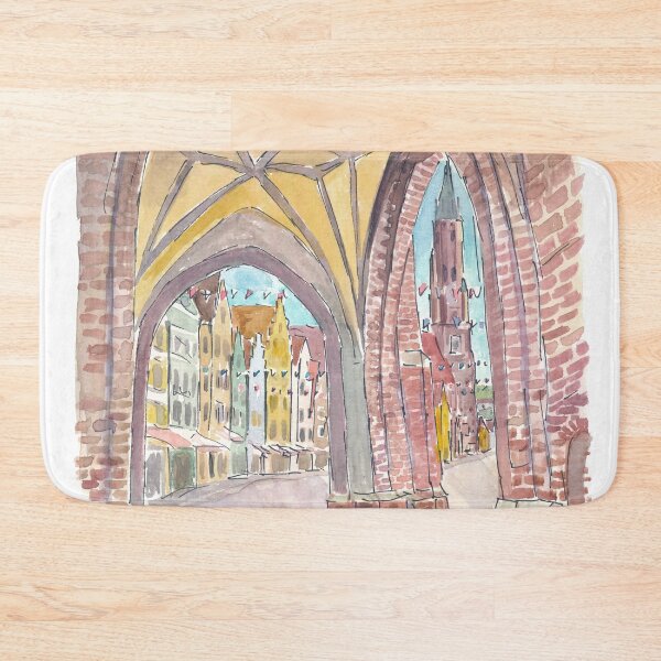 Item preview, View from Hl Geist church into the old town of Landshut with St Martin and gothic houses designed and sold by artshop77.