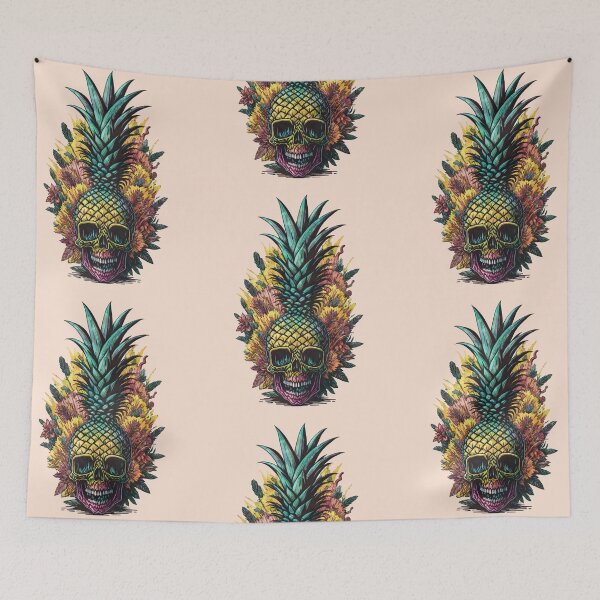 Item preview, Summer color in skull Pineapple face, fruit summer, retro style designed and sold by Collagedream.