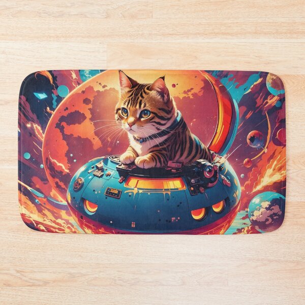 Item preview, Explosive Space Sojourn: Cute Cat and UFO Embark on Cosmic Adventures designed and sold by MindWave THC.