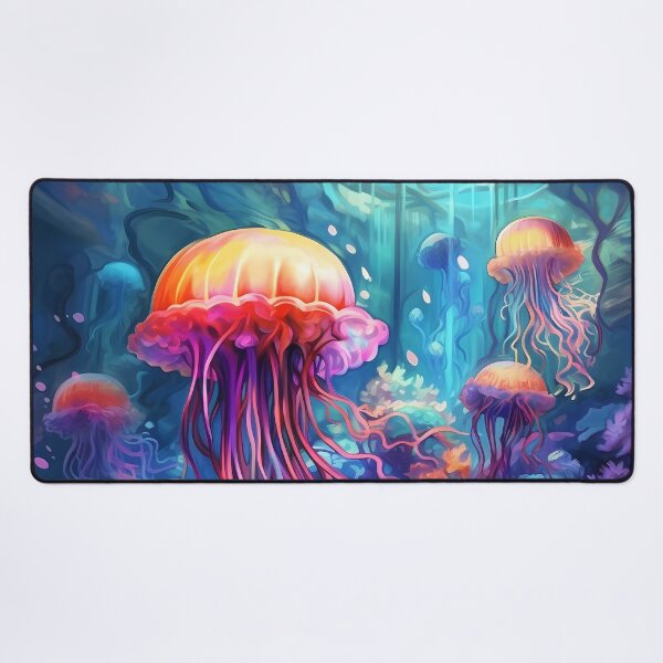 Item preview, a group of colorful jellyfish with long blue and pink tentacles designed and sold by Carmillai.