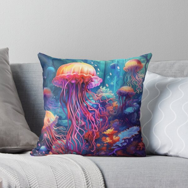 Item preview, a group of colorful jellyfish with long blue and pink tentacles designed and sold by Carmillai.