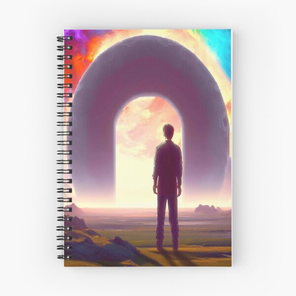 Item preview, The surreal landscape of a man standing in front of a portal to another dimension designed and sold by JaroDesign2023.
