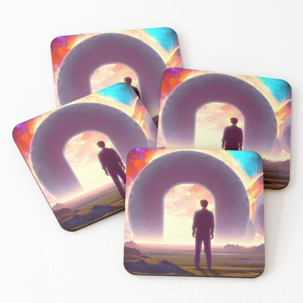 Item preview, The surreal landscape of a man standing in front of a portal to another dimension designed and sold by JaroDesign2023.