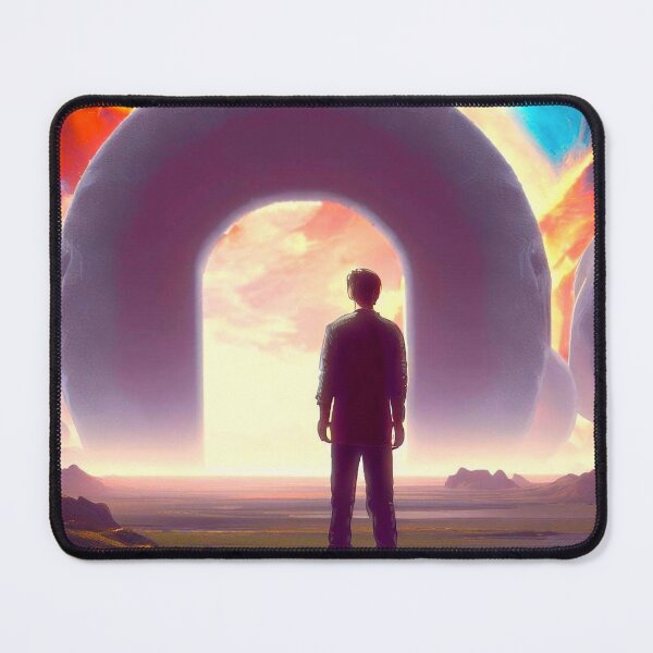 Item preview, The surreal landscape of a man standing in front of a portal to another dimension designed and sold by JaroDesign2023.