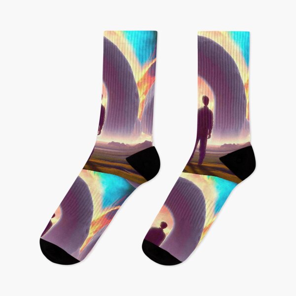 Item preview, The surreal landscape of a man standing in front of a portal to another dimension designed and sold by JaroDesign2023.