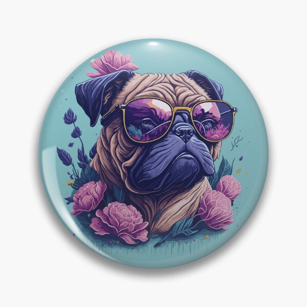 Item preview, pug with flower designed and sold by MamaHome.