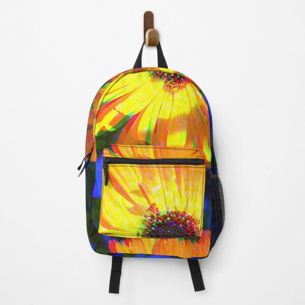 Item preview, calendula yellow flower glitch with blue designed and sold by frauenbrauen.